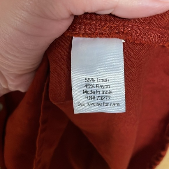 Sonoma size XXL rust color ruffle neck linen sleeveless blouse - Picture 4 of 6